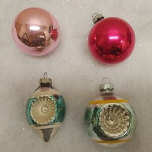 Vintage Mercury Glass Ornament Set